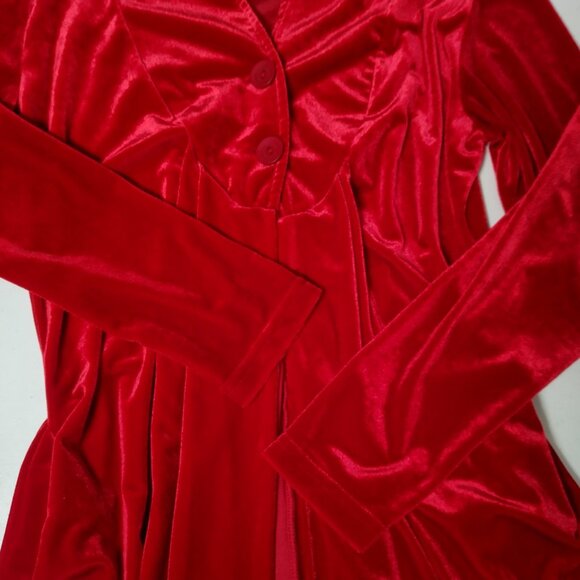 Vintage Y2K Magdalena Velour Duster Shirt S Red Whimsigoth Renaissance Vampire - Picture 16 of 16